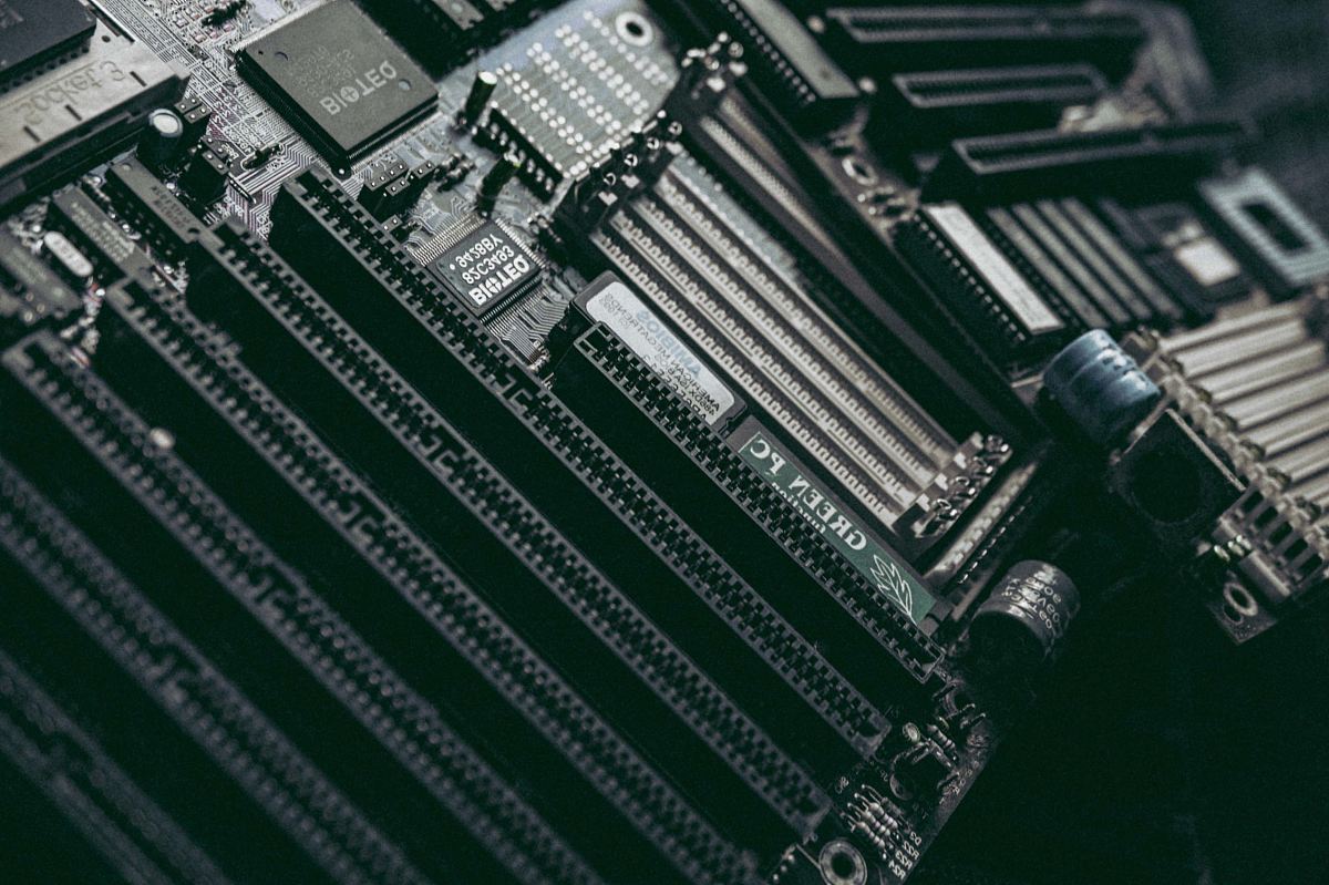 black and gray computer motherboard